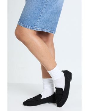 Boohoo Wide Fit Whipstitch Detail Loafers - Blue