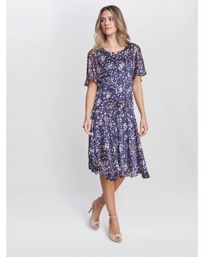 Gina Bacconi Annette Chiffon Dress - Blue