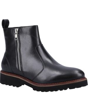 Hush Puppies Grace Zip Suede Boots - Black