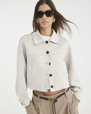 River Island Overshirt Faux Suede - Natural