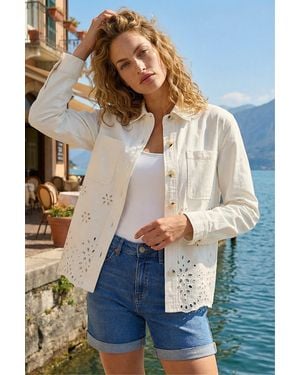 Roman Broderie Cotton Lace Jacket - Blue