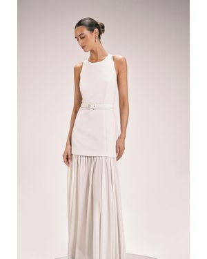 Karen Millen Pleated Skirt Detail Belted Maxi Dress - Pink