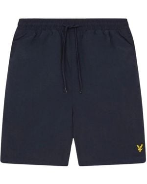 Lyle & Scott Branded Logo Dark Swim Shorts - Blue