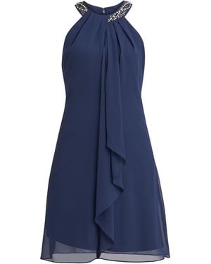 Gina Bacconi Jane Beaded Halterneck Chiffon Dress - Blue