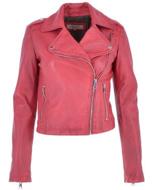 Ashwood Leather 'Brooklyn' Short Biker Jacket - Red