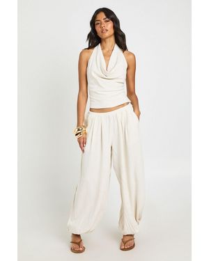 Boohoo Linen Balloon Trousers - White