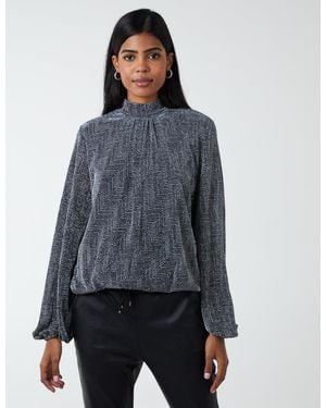Blue Vanilla Puffball High Neck Top - Blue