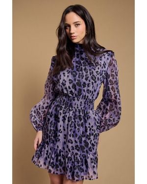 Oasis Organza Shirred Waist Mini Dress - Blue