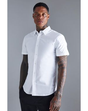 BoohooMAN Short Sleeve Slim Fit Shirt - Grey