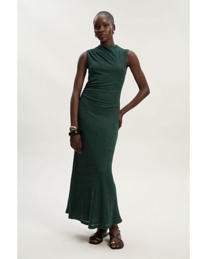 Karen Millen Sheered Textured Jersey Maxi Dress - Green