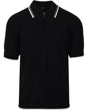 ARMANI EXCHANGE Knitted Polo Shirt Cotton - Black