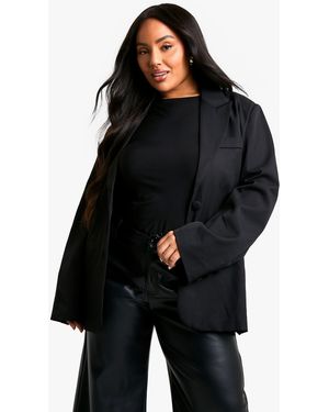 Boohoo Basics Plus Essential Oversized Single Breasted Blazer - Black