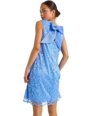Roman Petite Bow Back Lace Shift Dress - Blue