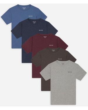 Nicce London Multi 5-Pack 100% Cotton Crew Neck T-Shirts - Blue