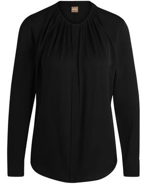 BOSS Long Sleeve Regular Fit Blouse - Black