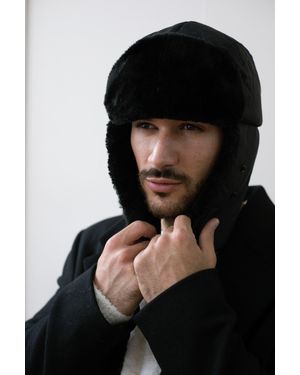 SVNX Lined Trapper Hat With Detachable Mouth Cover - Black