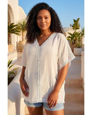 Roman Curve Crochet Top - White