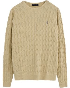 POLO CLUB Cable-Knit Jumper With Rigby Go Logo Cotton - Natural