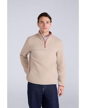 Mountain Warehouse 'Alfie' Borg Fleece Half Zip Warm Cosy Contrast Trim Casual Layering Top - Blue