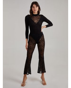 Pink Vanilla Web Mesh Flocked Trousers - Black