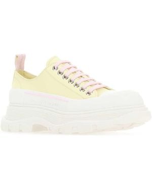 McQueen Pastel Leather Tread Slick Trainers - White