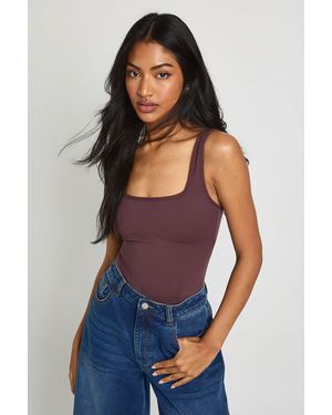 Boohoo Peached Sculpt Scoop Neck Sleeveless Bodysuit With Removable Padding - Blue