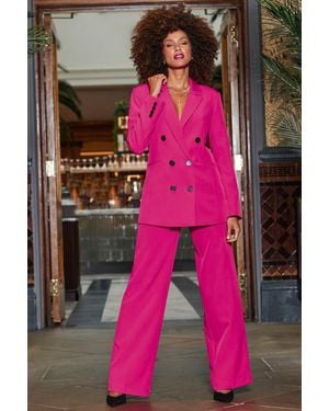 Sosandar Longline Tuxedo Blazer - Pink
