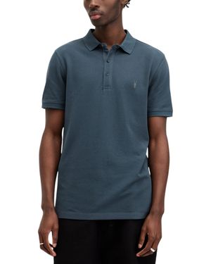 AllSaints Reform Polo Shirt Summer Casual T Shirts - Blue
