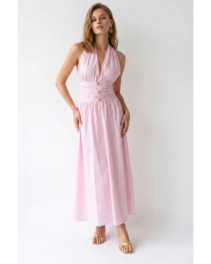 MixRay Cotton Poplin Halter Maxi Dress - Pink