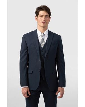 Limehaus Single Breasted Long Sleeve Two Button Tailored Suit Jacket - Blue