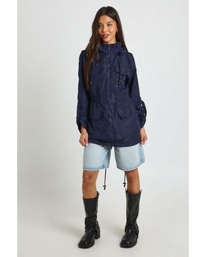 Boohoo Elasticated Waist Mac - Blue