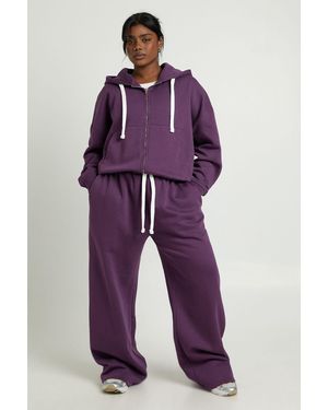 Boohoo Plus Contrast Drawcord Wide Leg Joggers - Purple