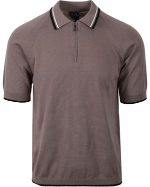 ARMANI EXCHANGE Knitted Polo Shirt Driftwood - Brown
