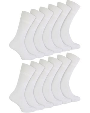 IOMI 12 Pair Multipack Diabetic Bamboo Socks - White