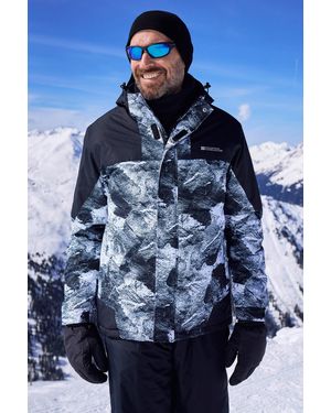 Mountain Warehouse 'Shadow Ii' Printed Ski Jacket With Multiple Pockets Snow Proof Coat - Blue