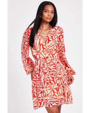 Quiz Chiffon Floral Skater Dress - Red