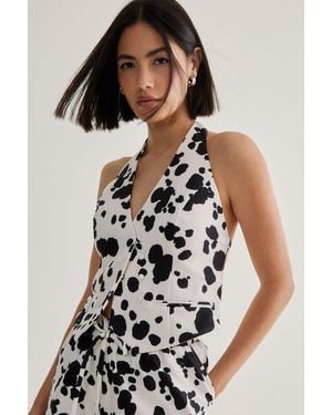 Nasty Gal Spot Print Tailored Waistcoat - White