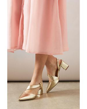Wallis Wide Fit Eve Asymmetric Strap Block Heel Pointed Court Shoes - Pink