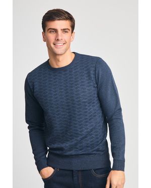 Kensington Eastside Textured Knit Crew Neck Jumper - Blue