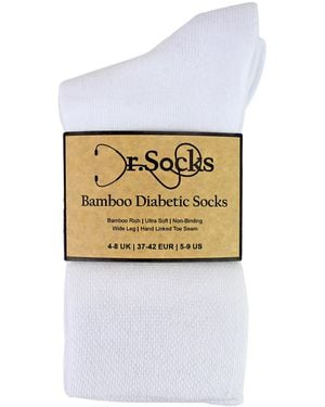 Dr.Socks 4 Pack Ladies Bamboo Diabetic Socks Soft Breathable Non Binding - White