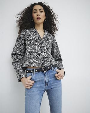 River Island Trophy Jacket Collarless - Blue