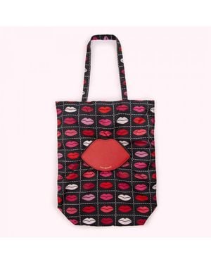 Lulu Guinness Multi Lips Foldaway Shopper - Red