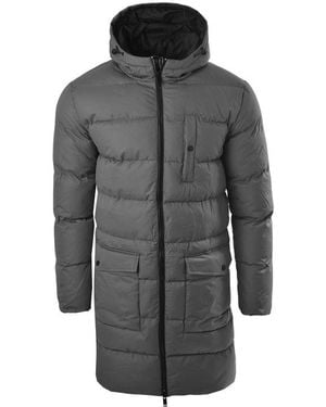 Soulstar Longline Padded Hooded Puffer Jacket - Grey