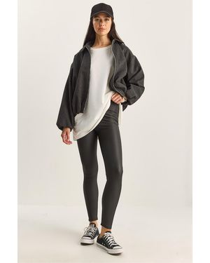 Bianco Lucci Faux Leather Legging - Black