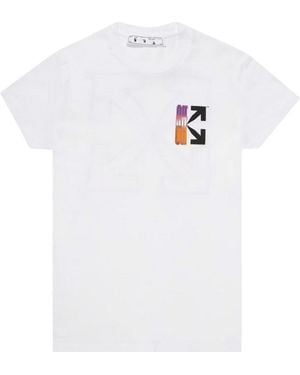 Off-White c/o Virgil Abloh Gebroken Witte Gradientpijlen Logo Slim Fit Wit T-shirt