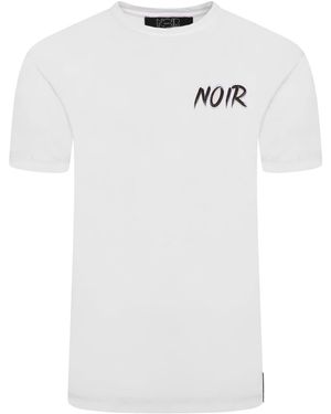 societe NOIR Scribble Printed Logo Crew Neck Short Sleeve T-Shirt - White
