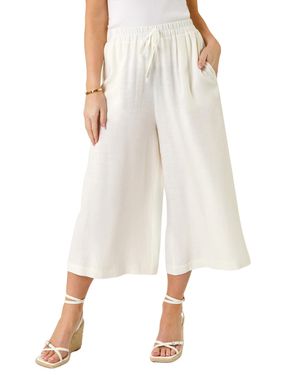 Roman Petite Elasticated Waist Linen Mix Culotte - White