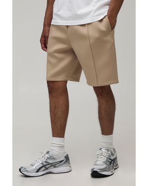 BoohooMAN Slim Pintuck Shorts - Natural