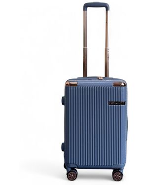 Infinity Leather Hard Shell Cabin 55 X 36 X 22 Cm Pc Suitcase Luggage Suitable For Easyjet, Ryanair - Blue
