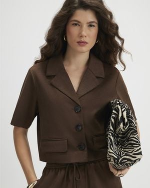 River Island Shirt Faux Suede Short Sleeve - Brown